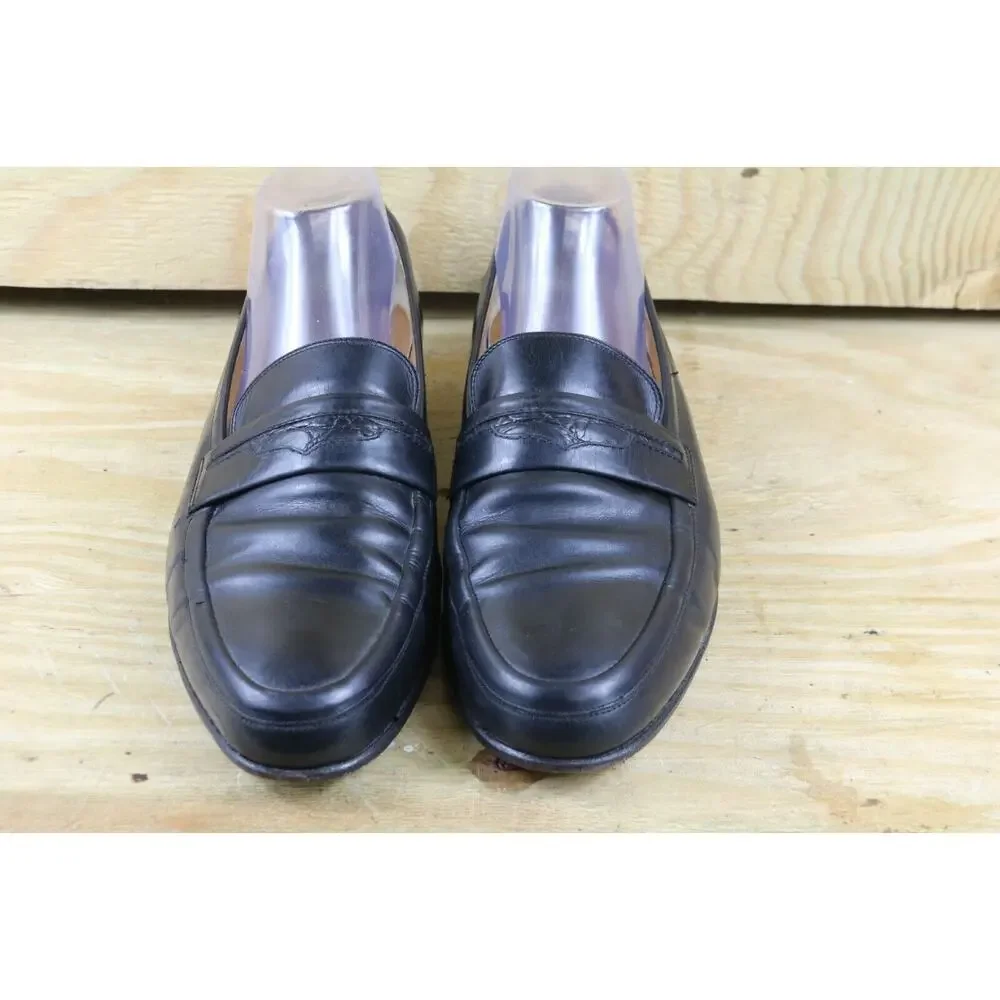 Vintage Gucci Shoes Mens Black 11M Leather Loafers 44M Slip On Italy